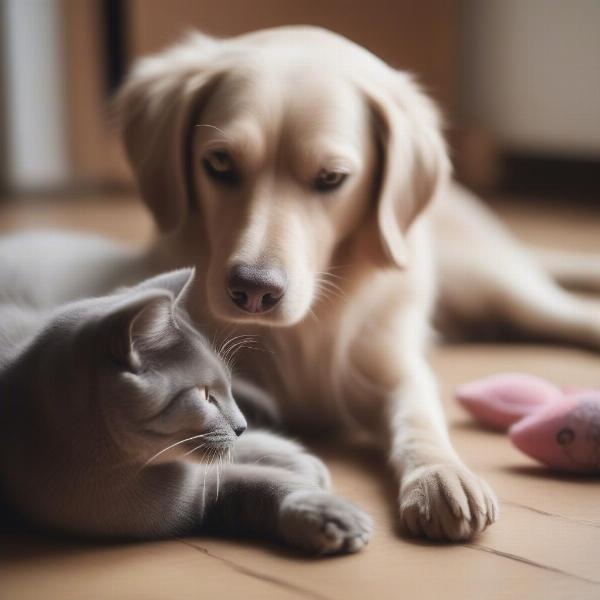 Cat and Dog Playing Together