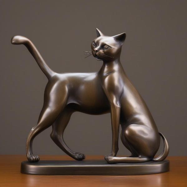 Bronze Cat and Dog Sculpture