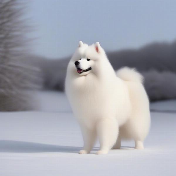 Dog with a fluffy coat appears to be floating