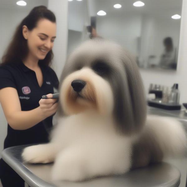 Dog Being Groomed in Rugby