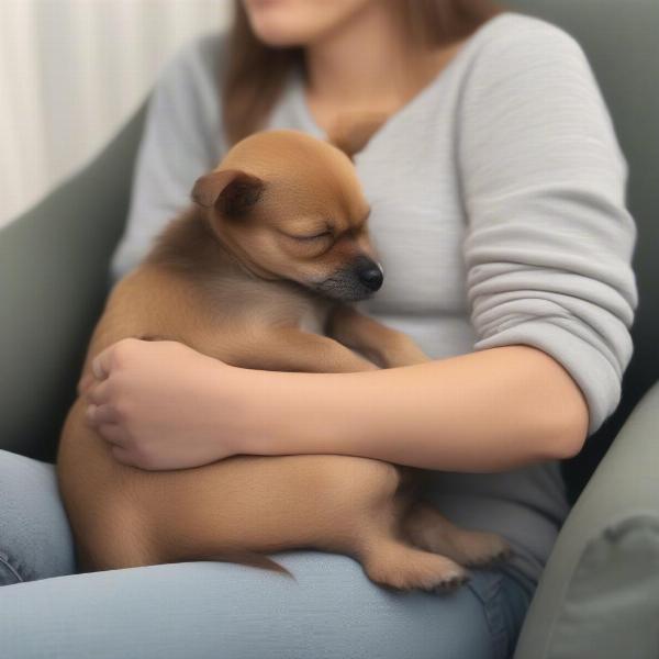 Dog sleeping in a lap