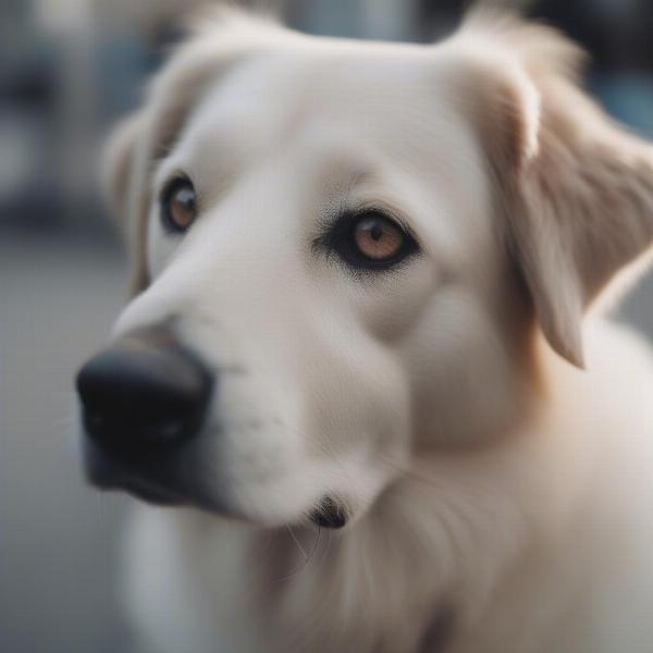 Dog looking at owner with loving eyes