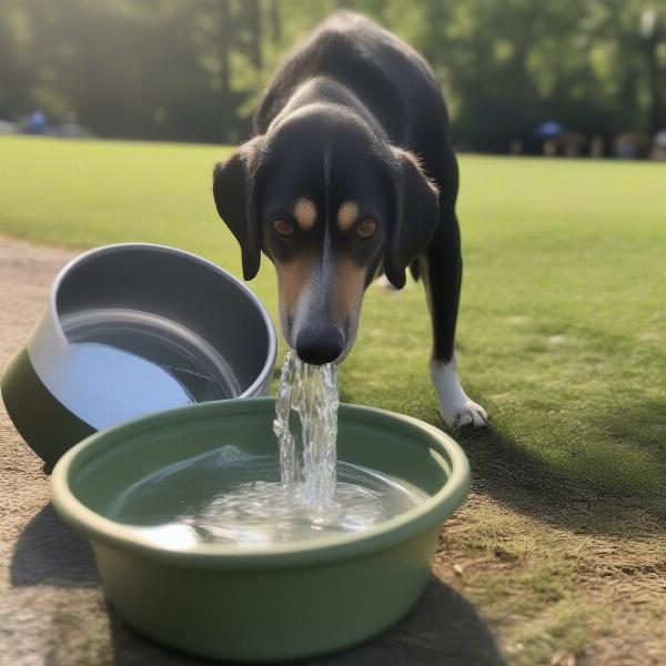 Dog Drinking Water at Saratoga Dog Park