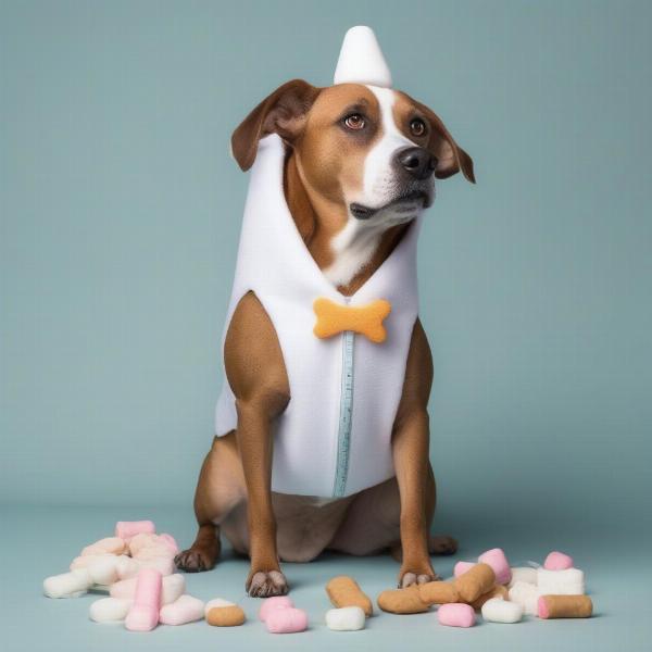 Choosing a marshmallow costume for a dog