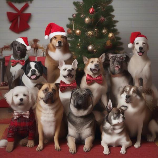 Christmas Dog Bow Ties with Santa Hats