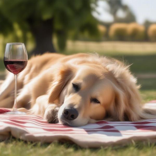 A dog relaxing at a dog friendly winery in Temecula