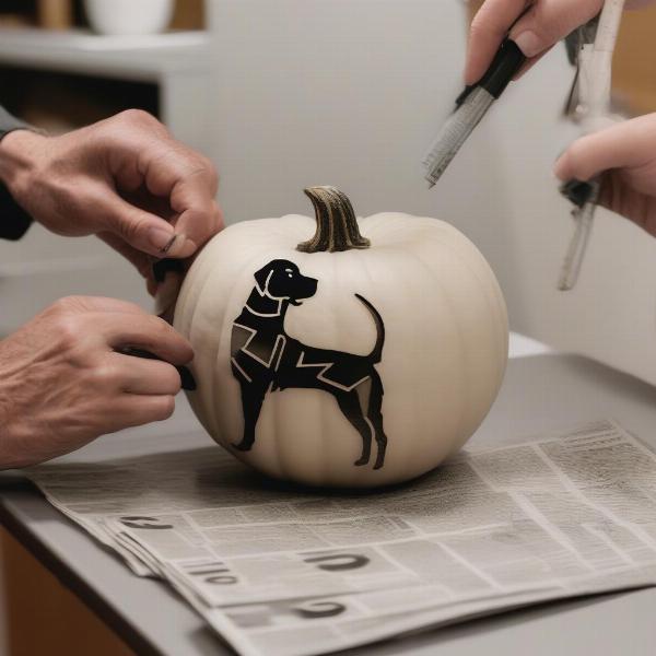 Transferring the Stencil onto the Pumpkin