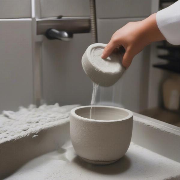 Cleaning a Concrete Dog Bowl