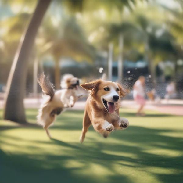 Dogs playing at Coconut Grove Dog Park