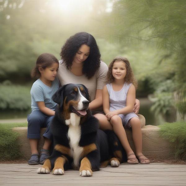 Colorado Mountain Dog with a family