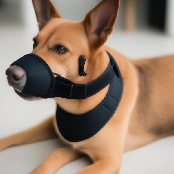 Custom Dog Muzzle: A Happy Dog Wearing a Well-Fitted Custom Muzzle