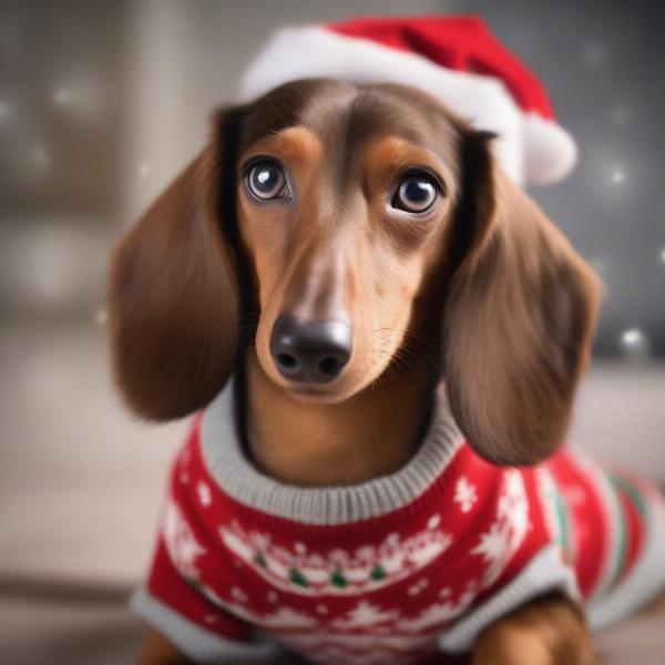 Dachshund in a Christmas jumper