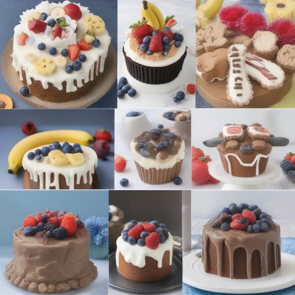 Decorated dog bone cakes