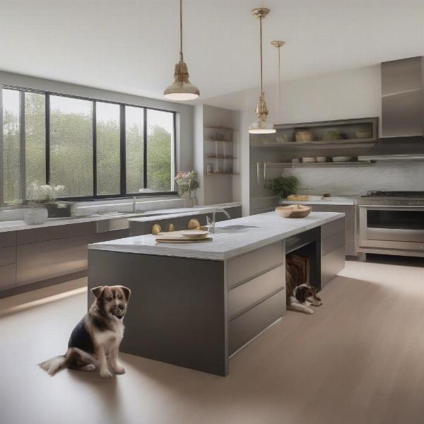 Designer Dog Bowls in a Modern Kitchen