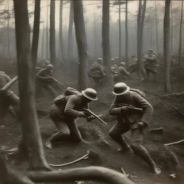 Marines fighting in Belleau Wood during WWI