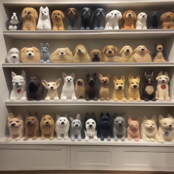 Various dog accent pillows showcasing different breeds and styles