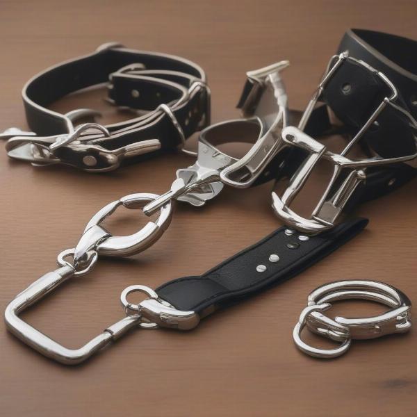 Various Herm Sprenger quick release collars, showcasing different models and materials like martingale and prong collars