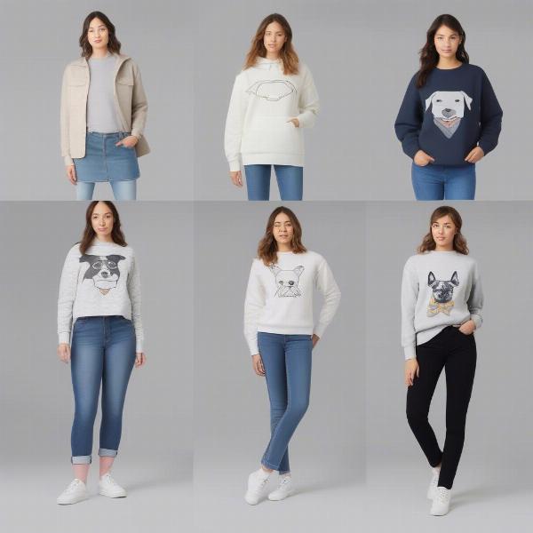 Different ways to style a dog outline sweatshirt