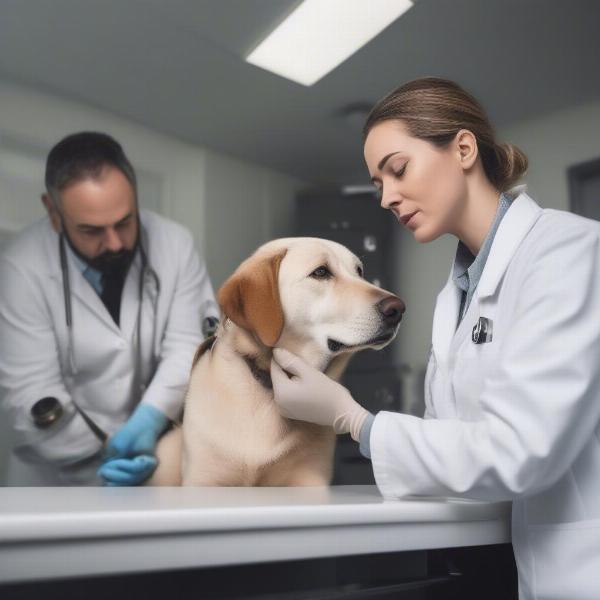 Dog at Vet Checkup