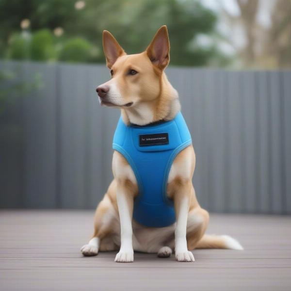 Dog wearing an anxiety vest