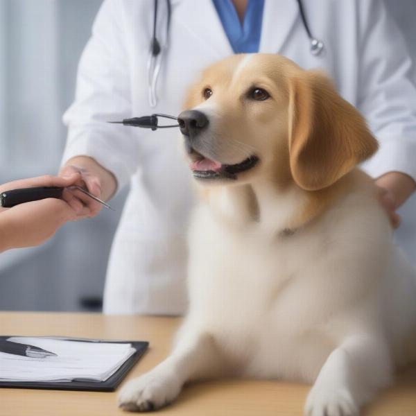 Dog at Vet Checkup