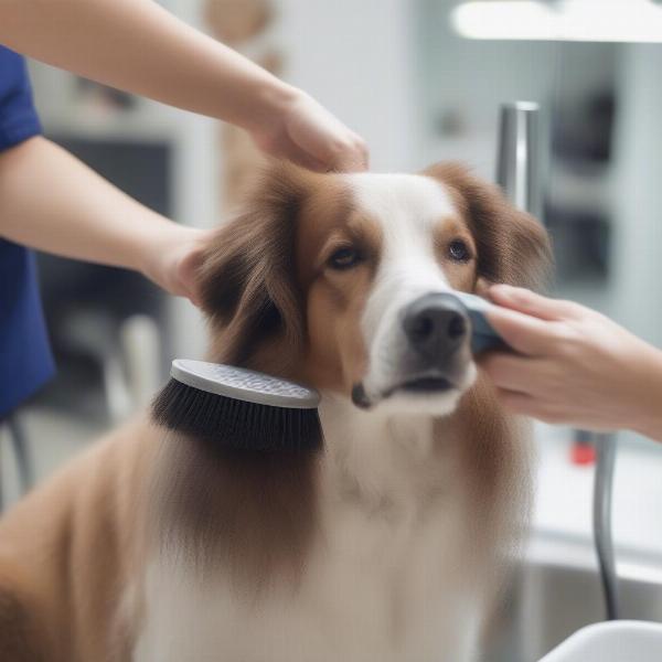 Dog Being Brushed