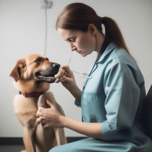 Dog Being Examined by a Veterinarian