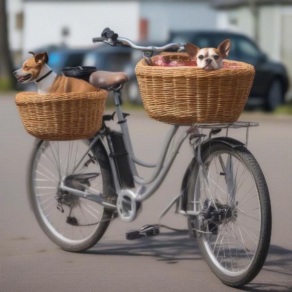 Front and Rear Mounted Dog Bicycle Baskets