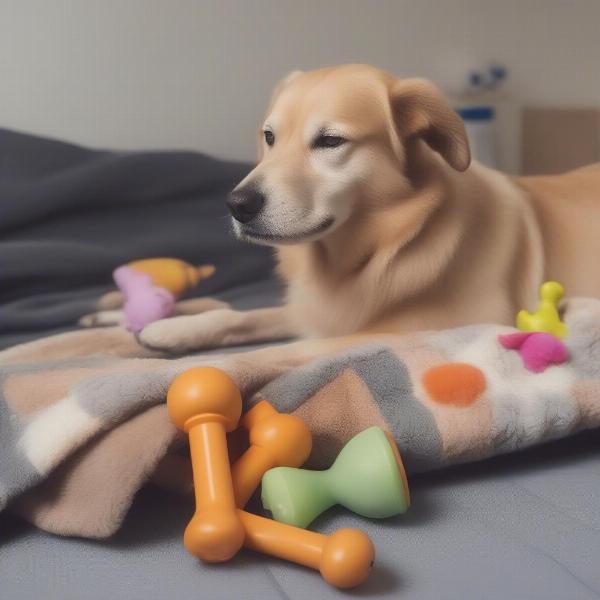 Dog with Familiar Toys in Hertfordshire Boarding