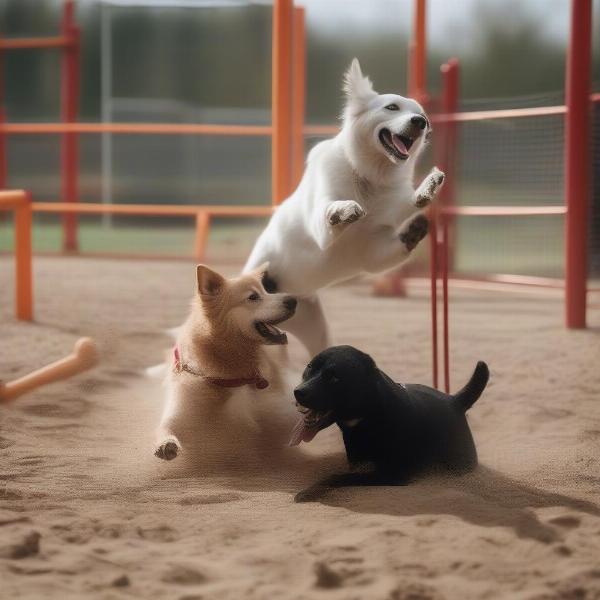 Happy Dogs Playing at a Lancaster Ohio Dog Boarding Facility