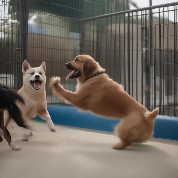 Dogs Enjoying Playtime at a Newport Beach Dog Boarding Facility