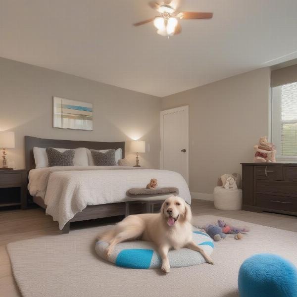 Dog in a luxury suite at a San Antonio boarding facility