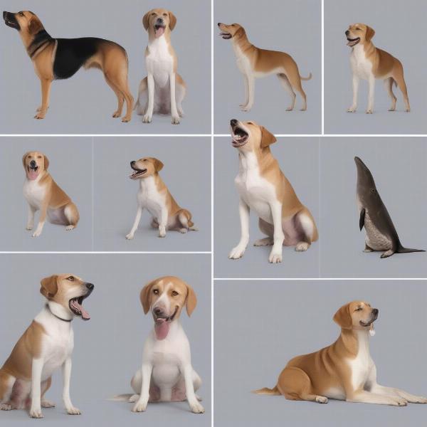 Dog showing different body language cues