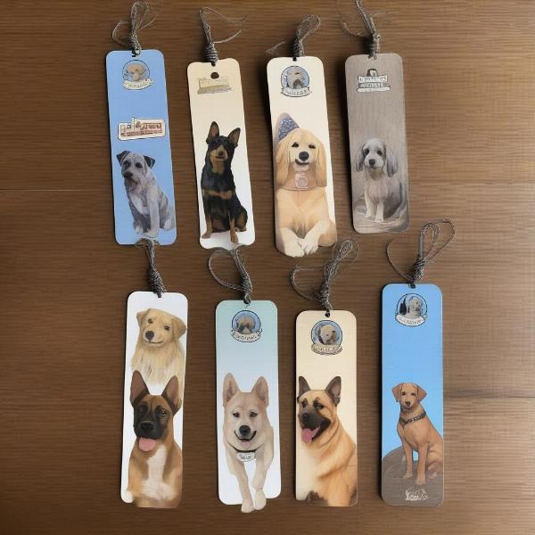 Dog bookmarks featuring various breeds