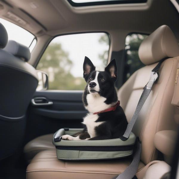 Elevated dog booster seat in a car