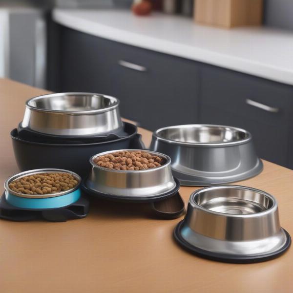 Dog Food and Water Bowls with Storage Containers