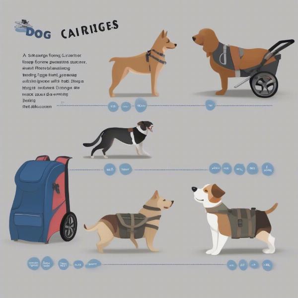 Different types of dog carriers for walking: backpack, sling, stroller, and front carrier