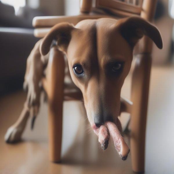 Dog chewing furniture due to anxiety