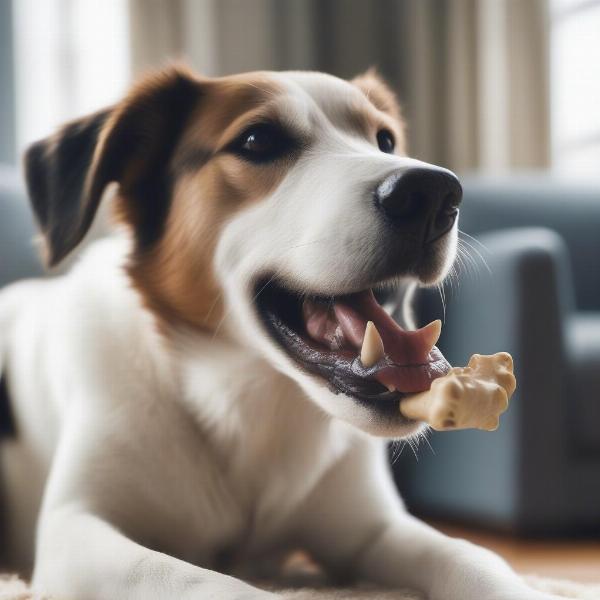 Dog chewing a non-rawhide bone