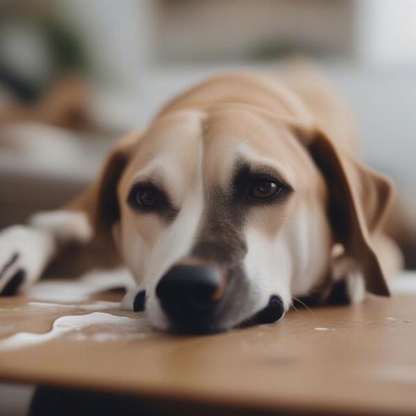 Dog chewing on furniture