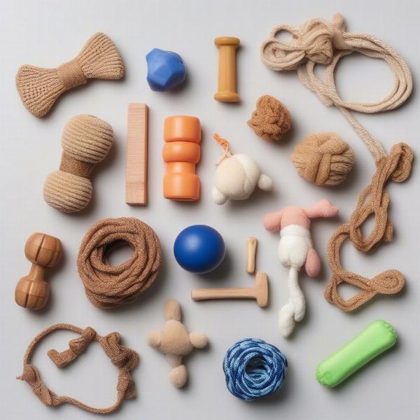 Variety of dog chewing toys