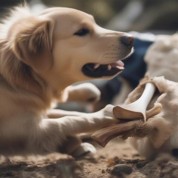 Dog Chewing Yak Bone Supervised