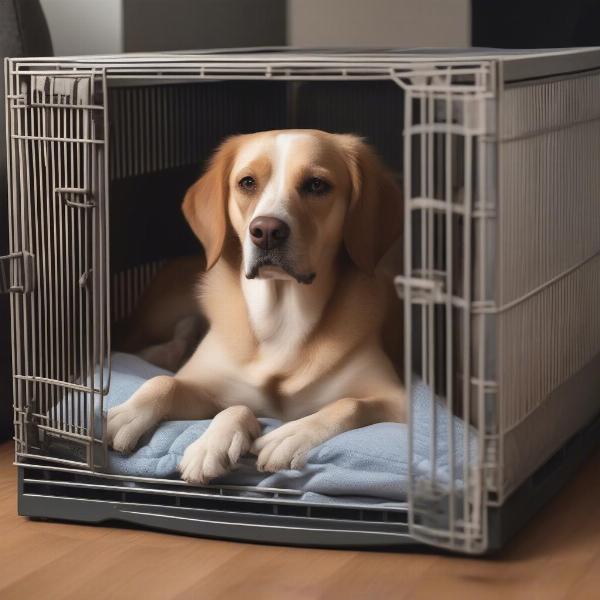 Dog Comfortable in Crate