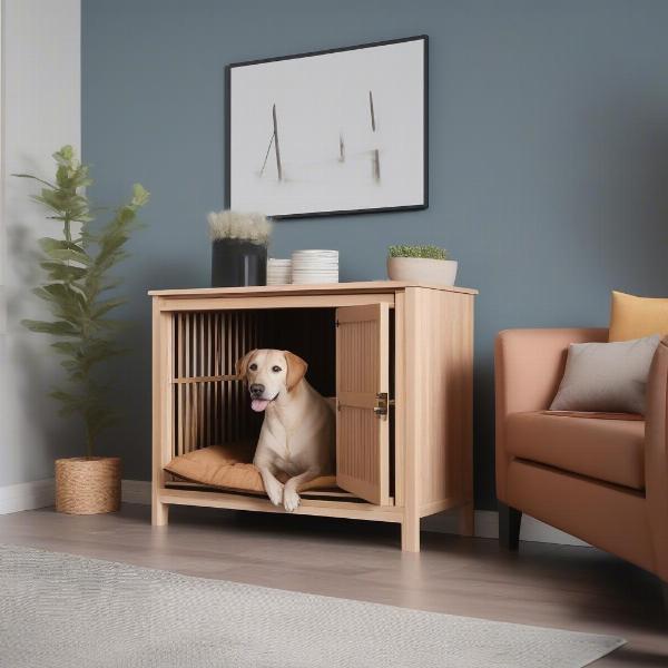 Modern Dog Crate Cabinet in Living Room