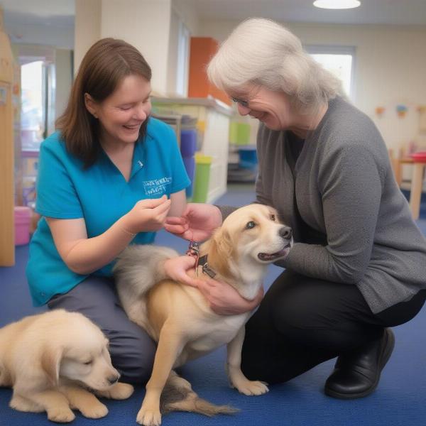 Staff interacting with dogs at a Tunbridge Wells dog day care