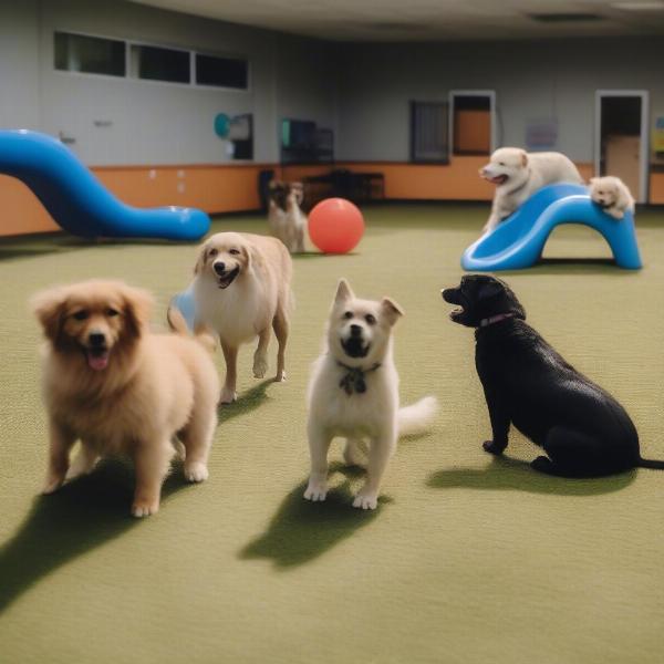 Dog play groups in daycare