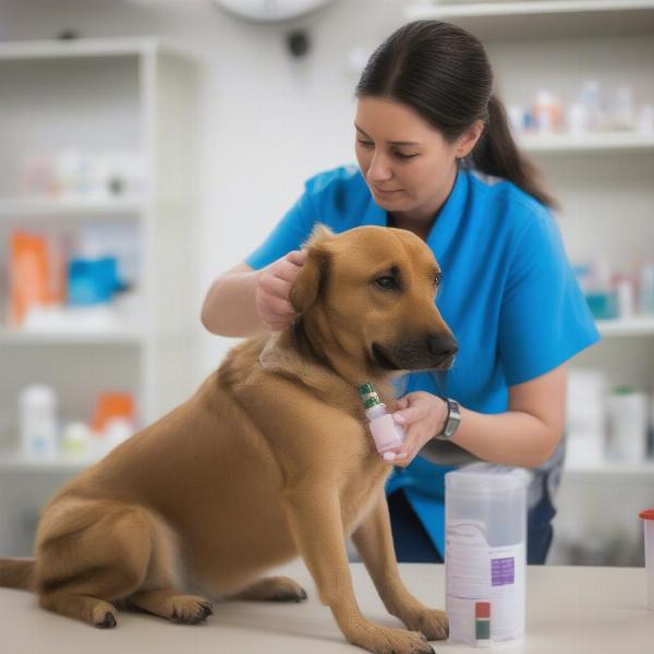 Dog Daycare Staff Administering Medication