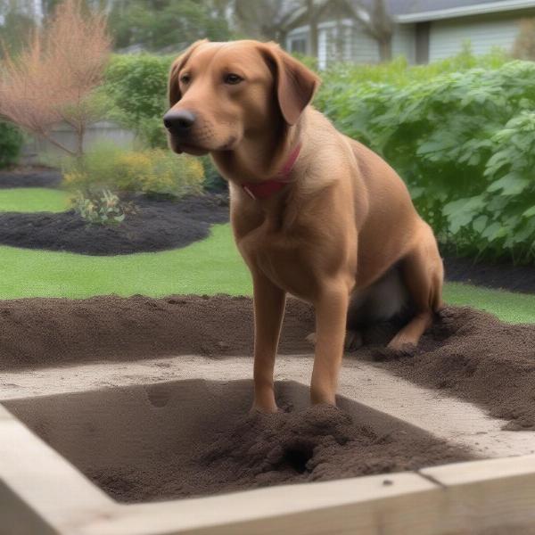 Dog Digging in Garden