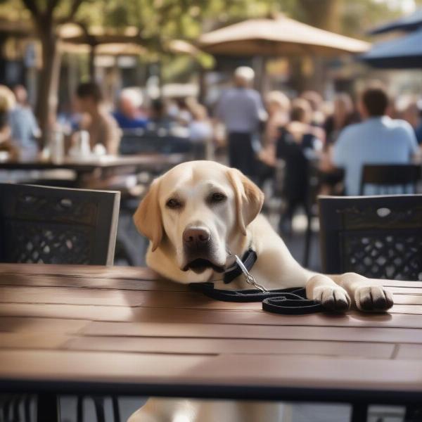 Dog Following Proper Dining Etiquette at a Sacramento Restaurant