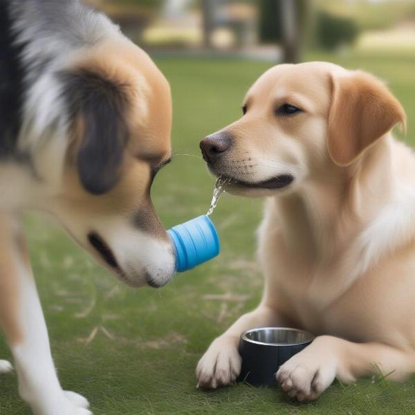 Dog Enjoying Fresh Water from an Automatic Waterer